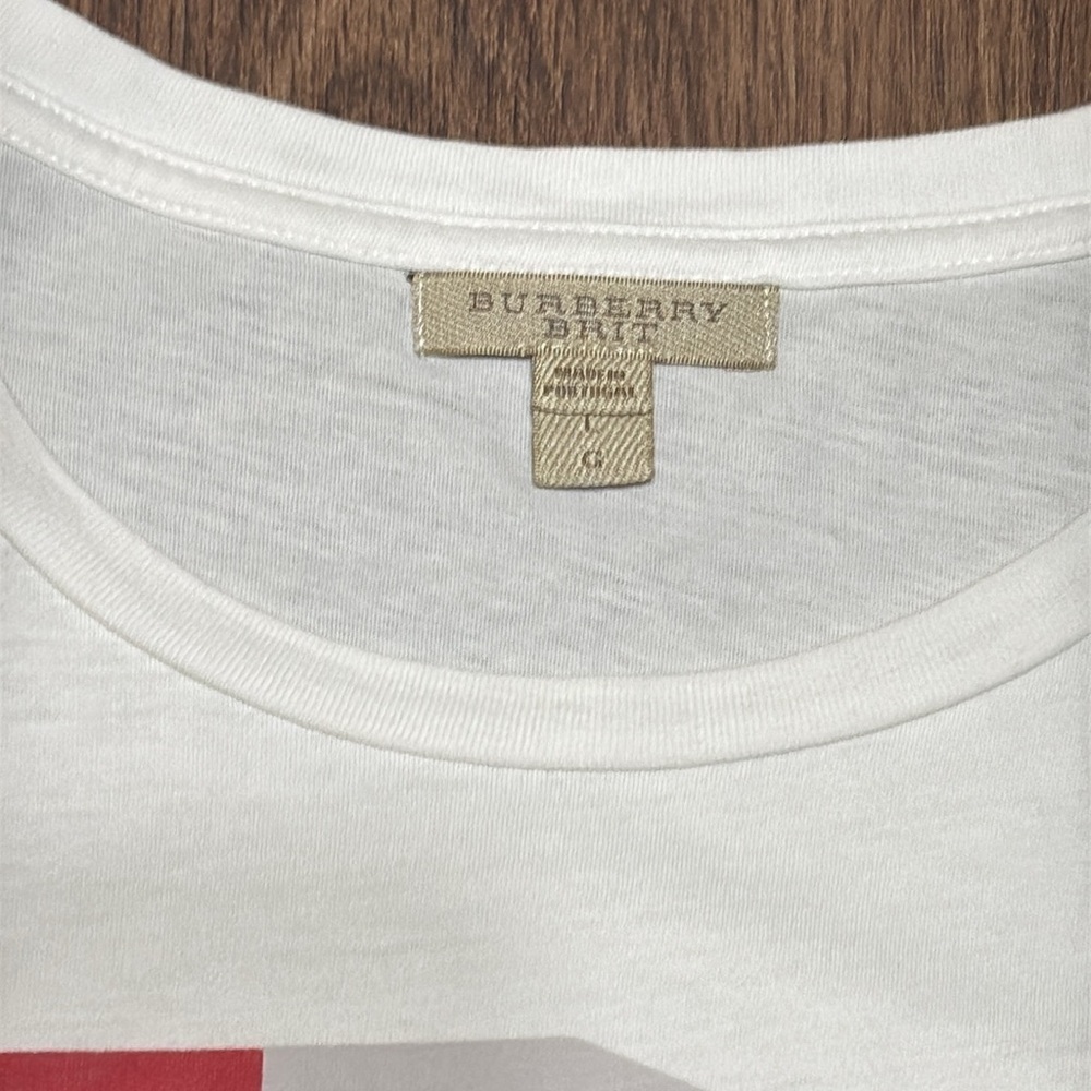Burberry Brit Graphic Logo T-Shirt White Cotton Size Large Designer Tee - Picture 8 of 8